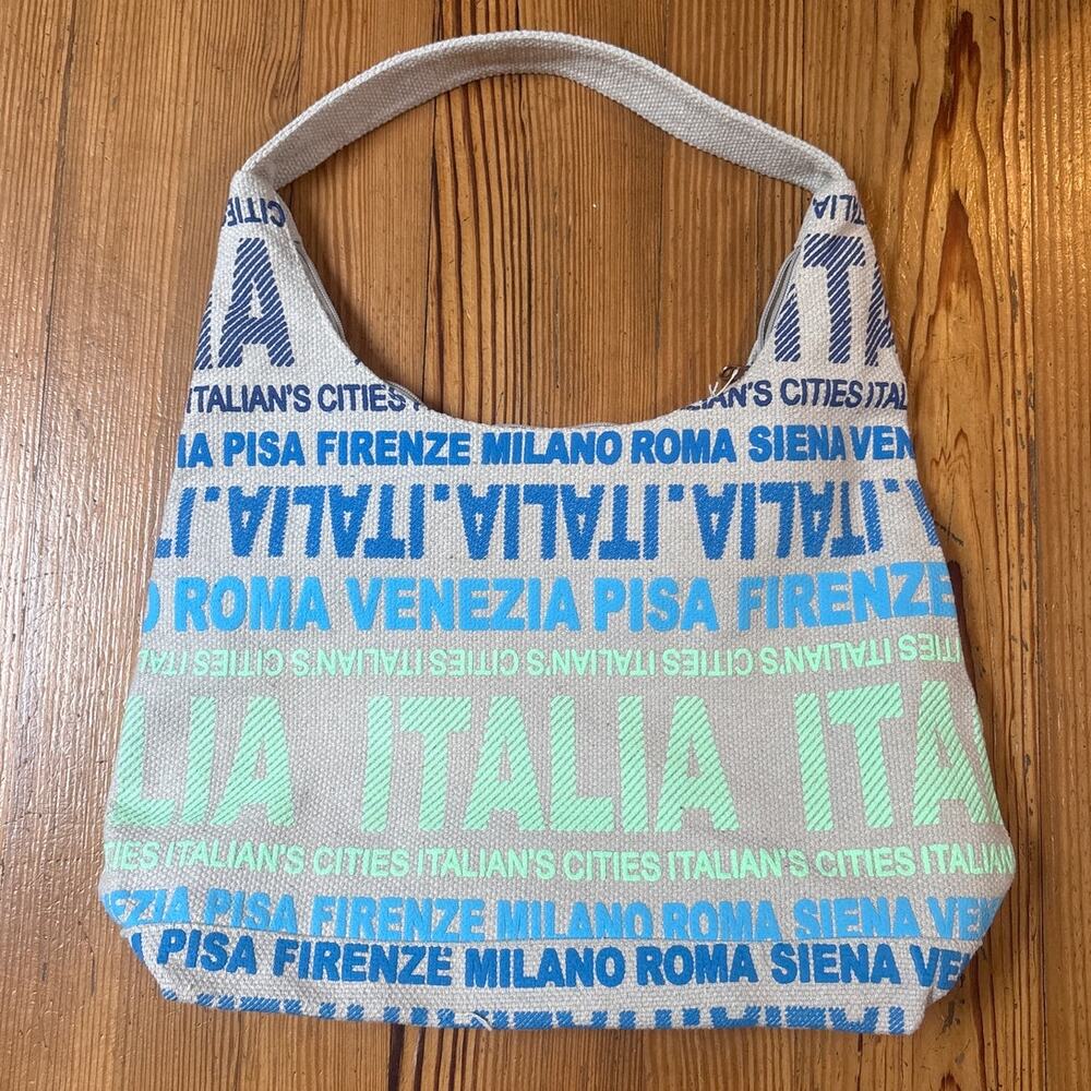 Brigitta italia beige blue green shoulder tote bag - Picture 5 of 5